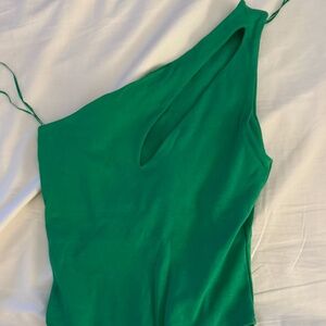 Zara Green One-Shoulder Bodysuit
